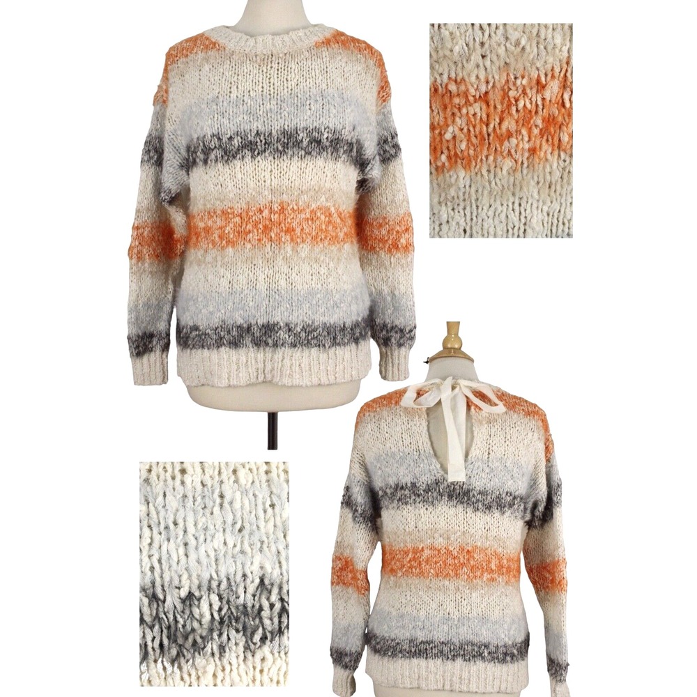 Meadow Rue Sweater XS Stripe Long Sleeveโ Fuzzy Oversized